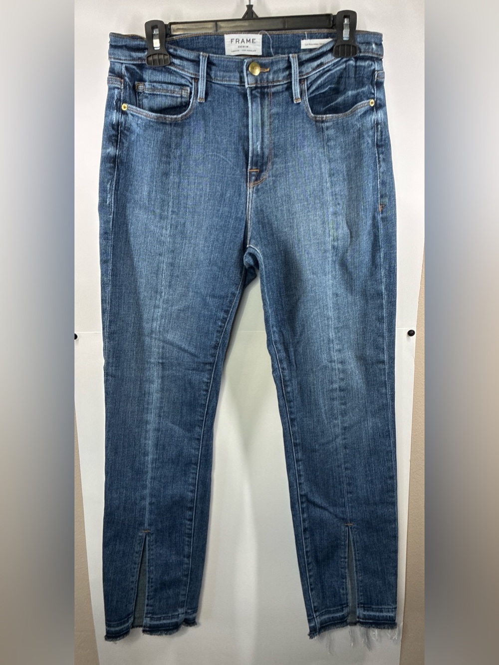 FRAME Le Nouveau Straight Jeans Size 29 Sheffield Raw Hem Ankle Slit
